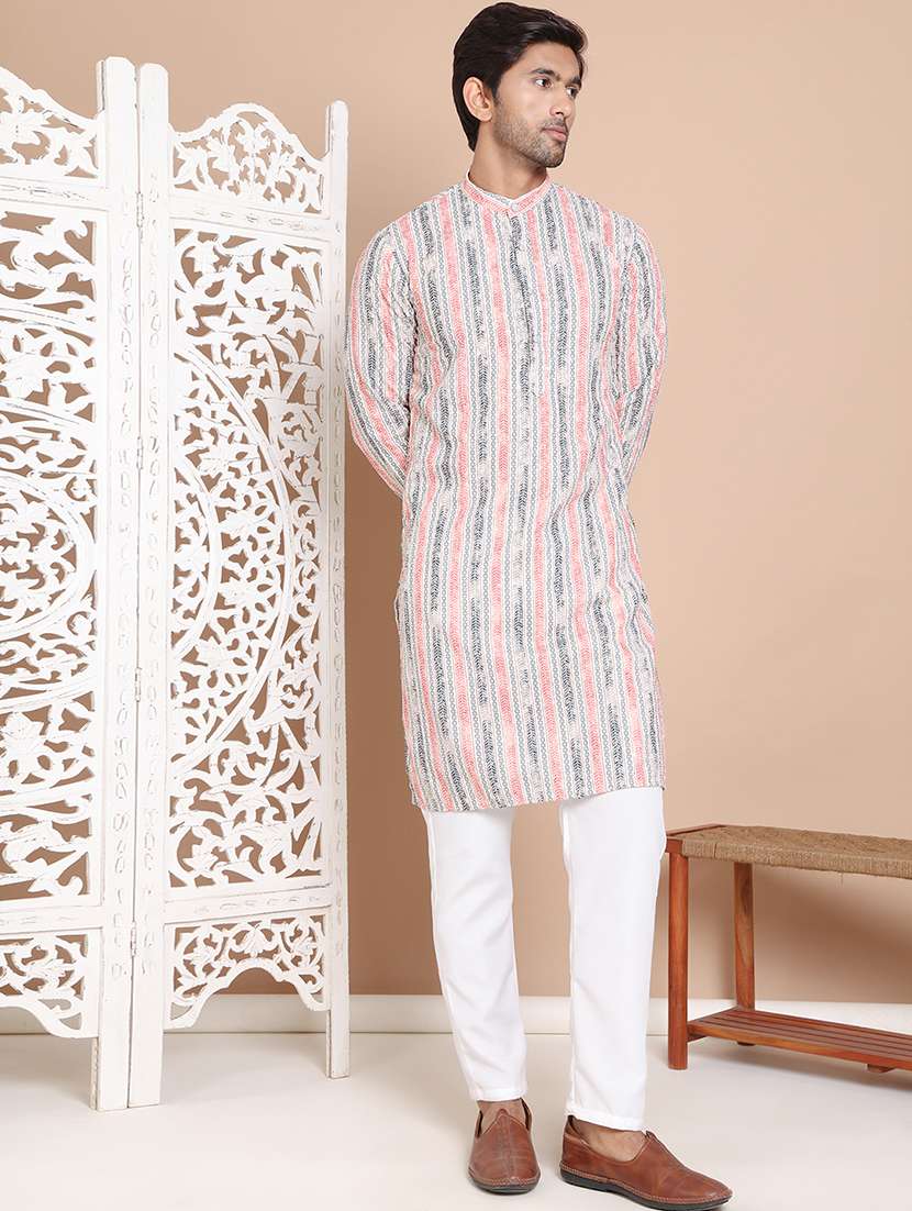 Beige Cotton Kurta Pyjama Ethnic Wear - 21556456 -  Standard Image - 1