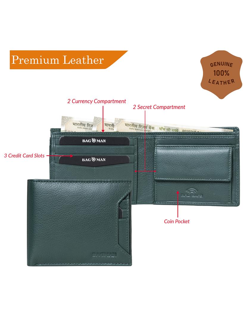 green genuine leather wallet - 21556660 - Standard Image - 1
