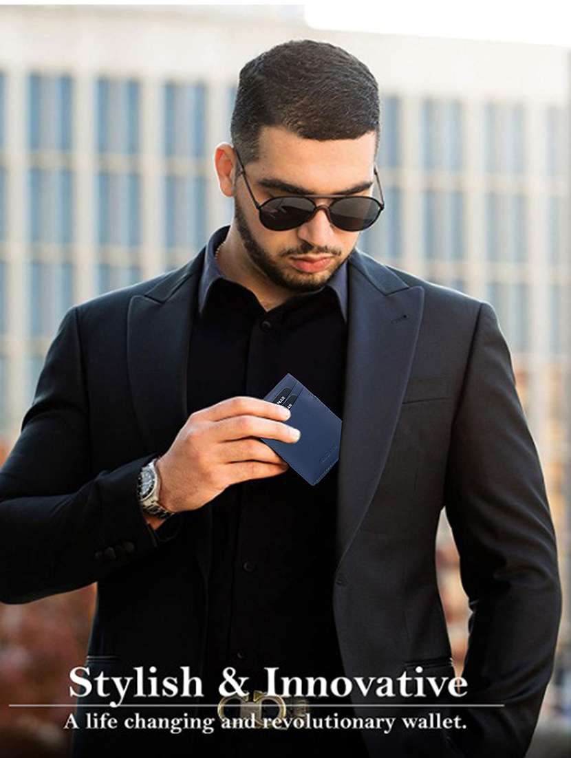 blue genuine leather wallet - 21556699 -  Standard Image - 4