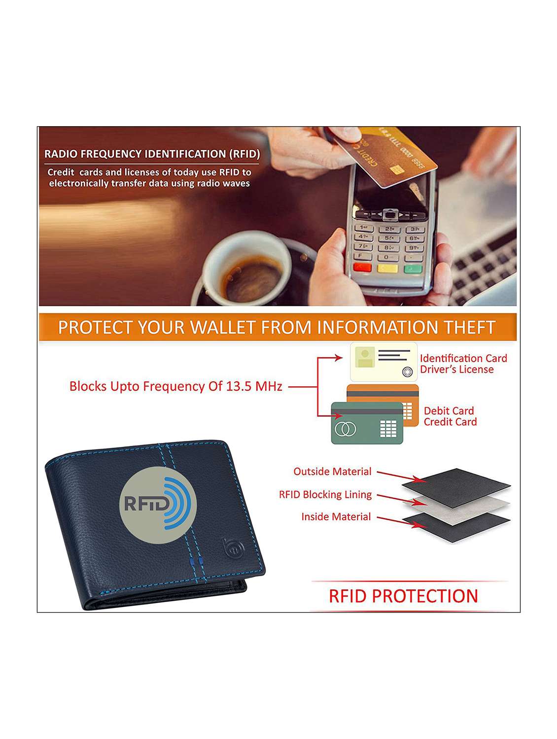 blue genuine leather wallet - 21556744 -  Standard Image - 4