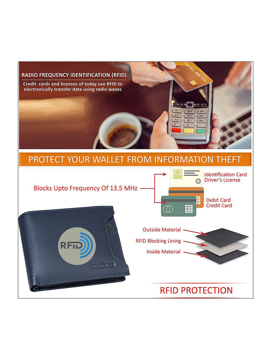 blue genuine leather wallet - 21556773 -  Standard Image - 4