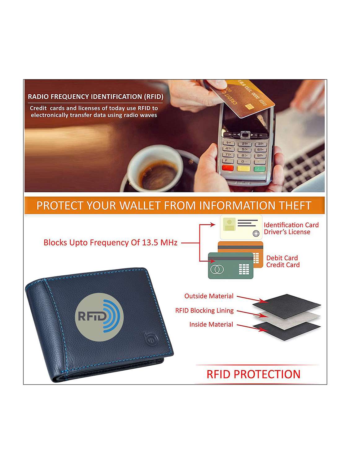 blue genuine leather wallet - 21556788 -  Standard Image - 4