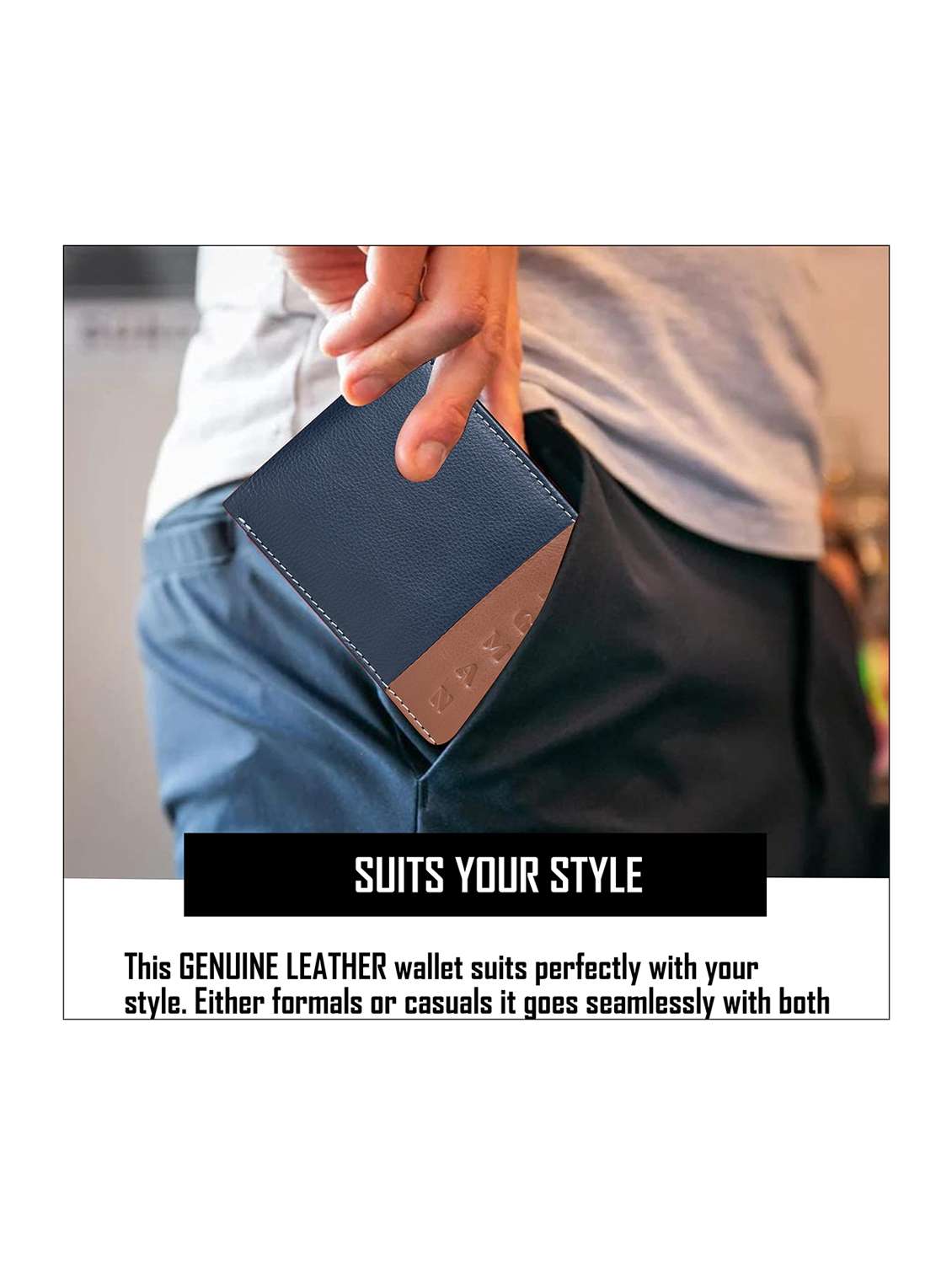 blue genuine leather wallet - 21556794 -  Standard Image - 4