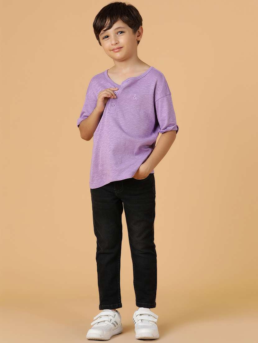 boys round neck solid t-shirt - 21556961 -  Standard Image - 4