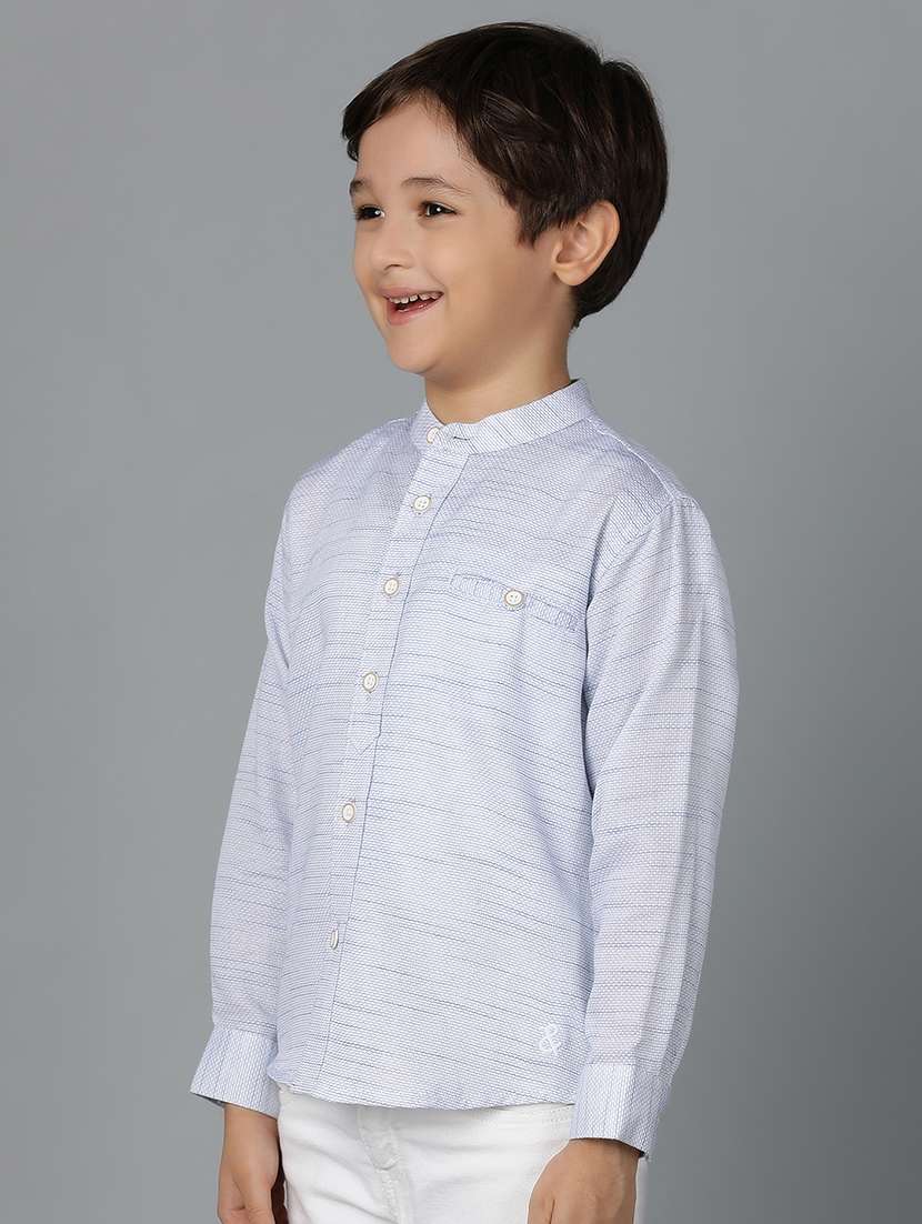 boys mandarin neck solid shirt - 21556997 -  Standard Image - 1