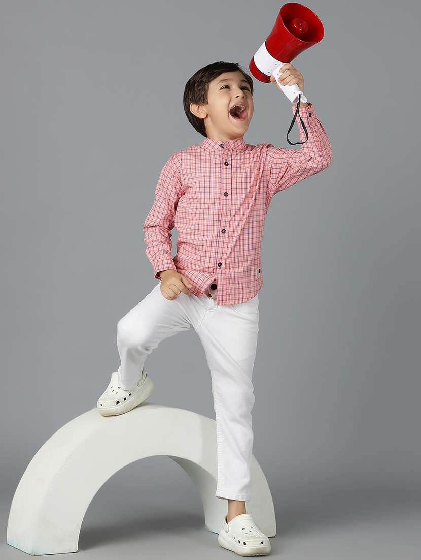 boys mandarin neck checkered shirt - 21556998 -  Standard Image - 4