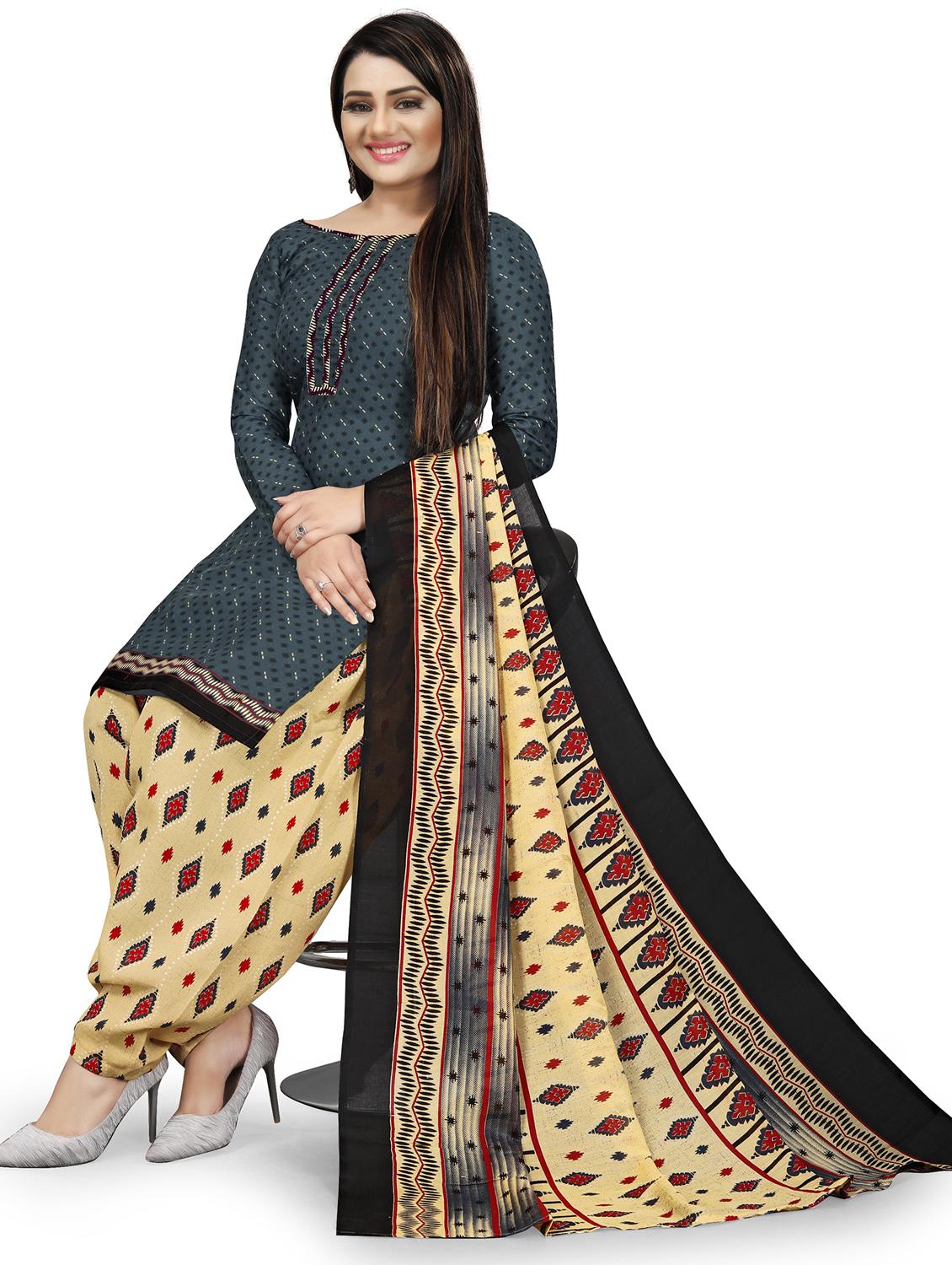 women blue printed unstitched suit - 21557122 - Standard Image - 1