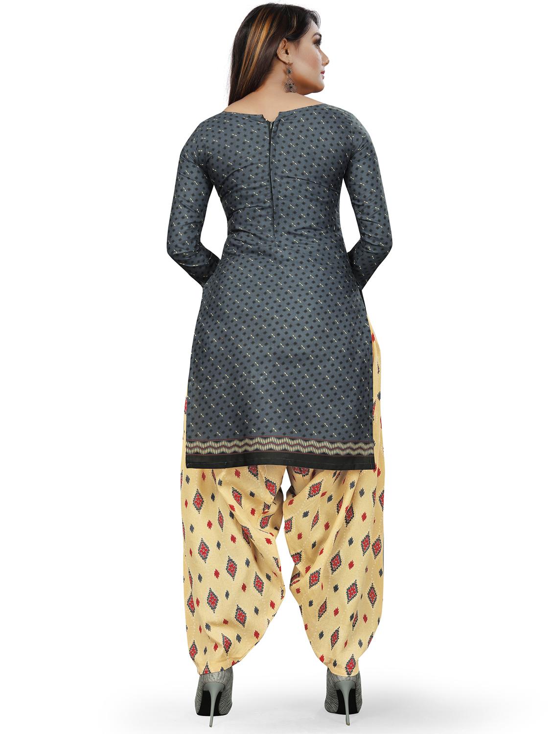 women blue printed unstitched suit - 21557122 - Standard Image - 4