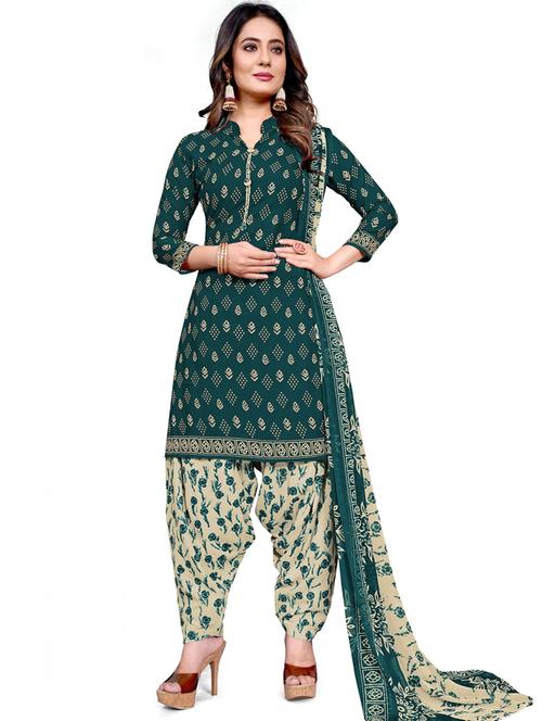 women green printed unstitched suit - 21557142 -  Standard Image - 0