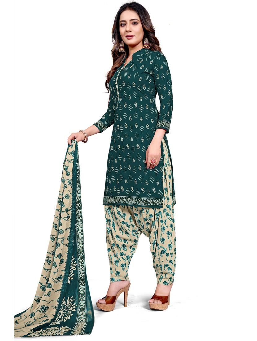 women green printed unstitched suit - 21557142 -  Standard Image - 1