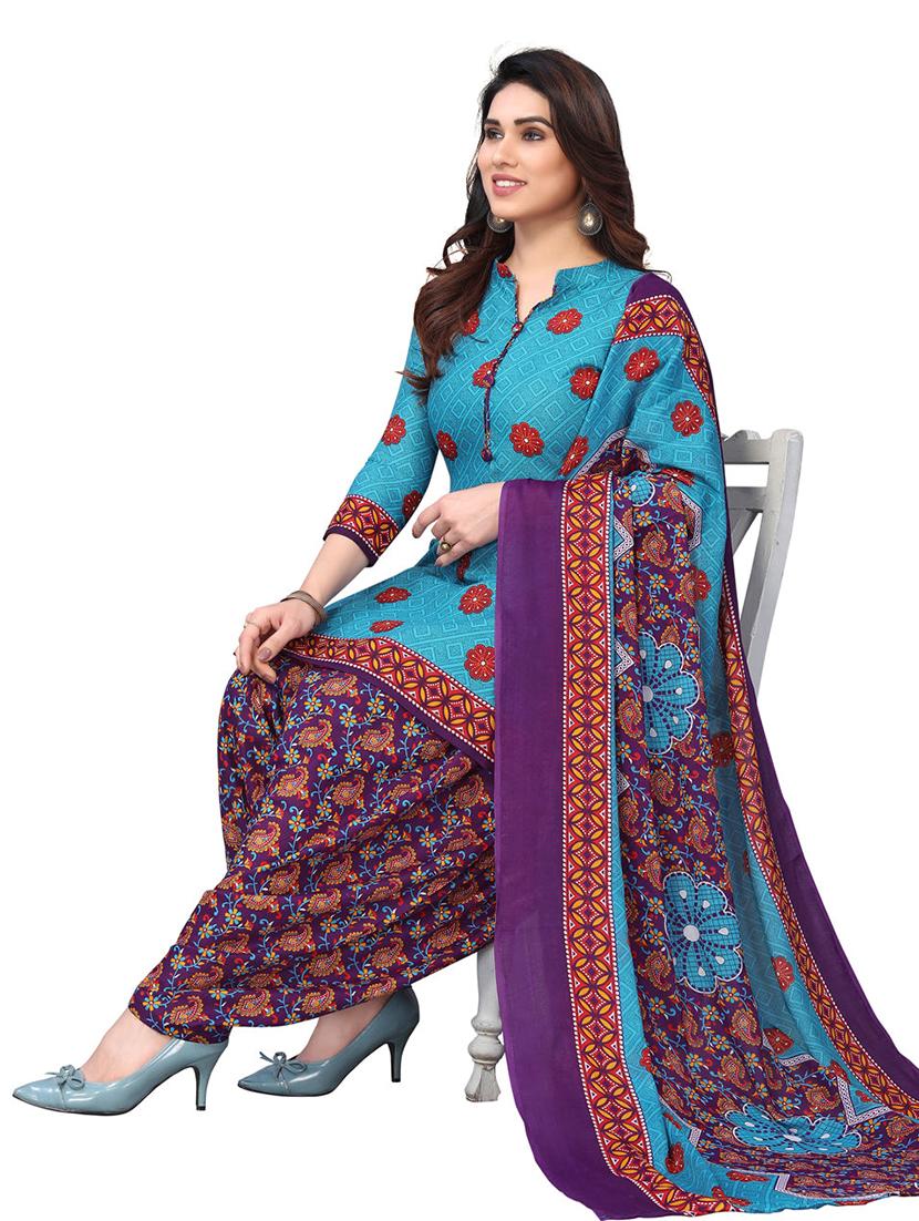 women printed unstitched suit set - 21557182 - Standard Image - 1