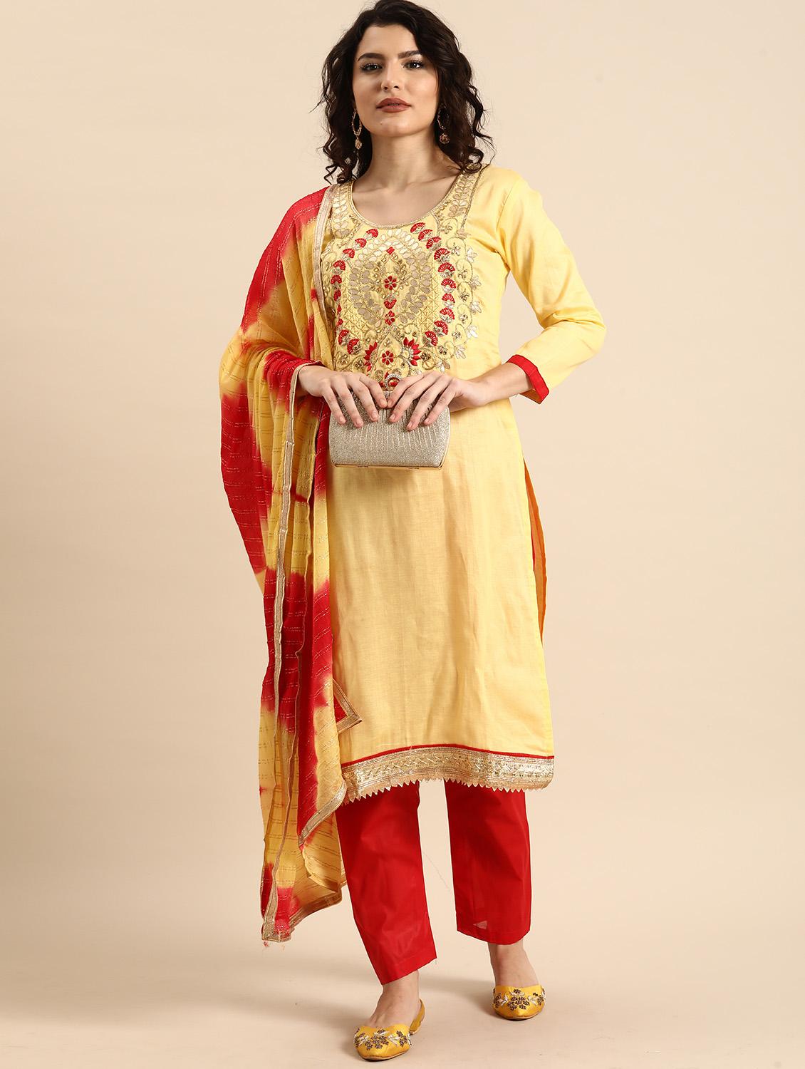 women solid with work unstitched suit - 21557223 -  Standard Image - 1