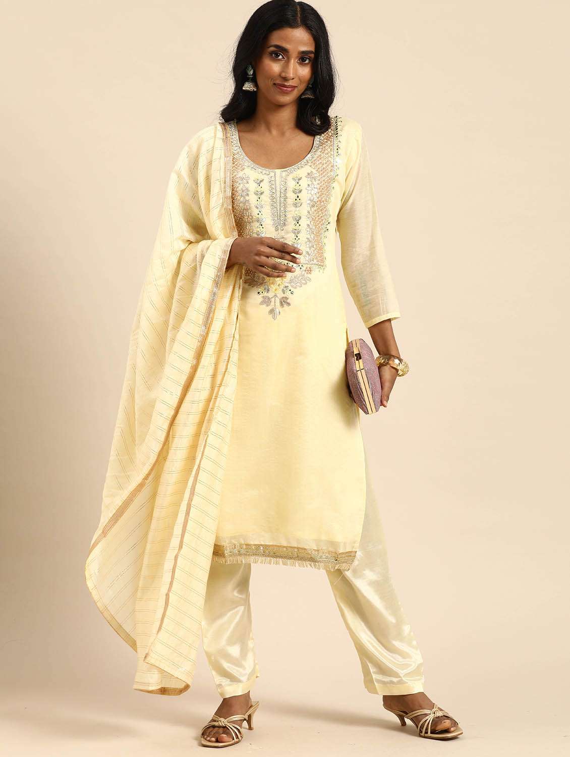 women solid with work unstitched suit - 21557224 -  Standard Image - 1