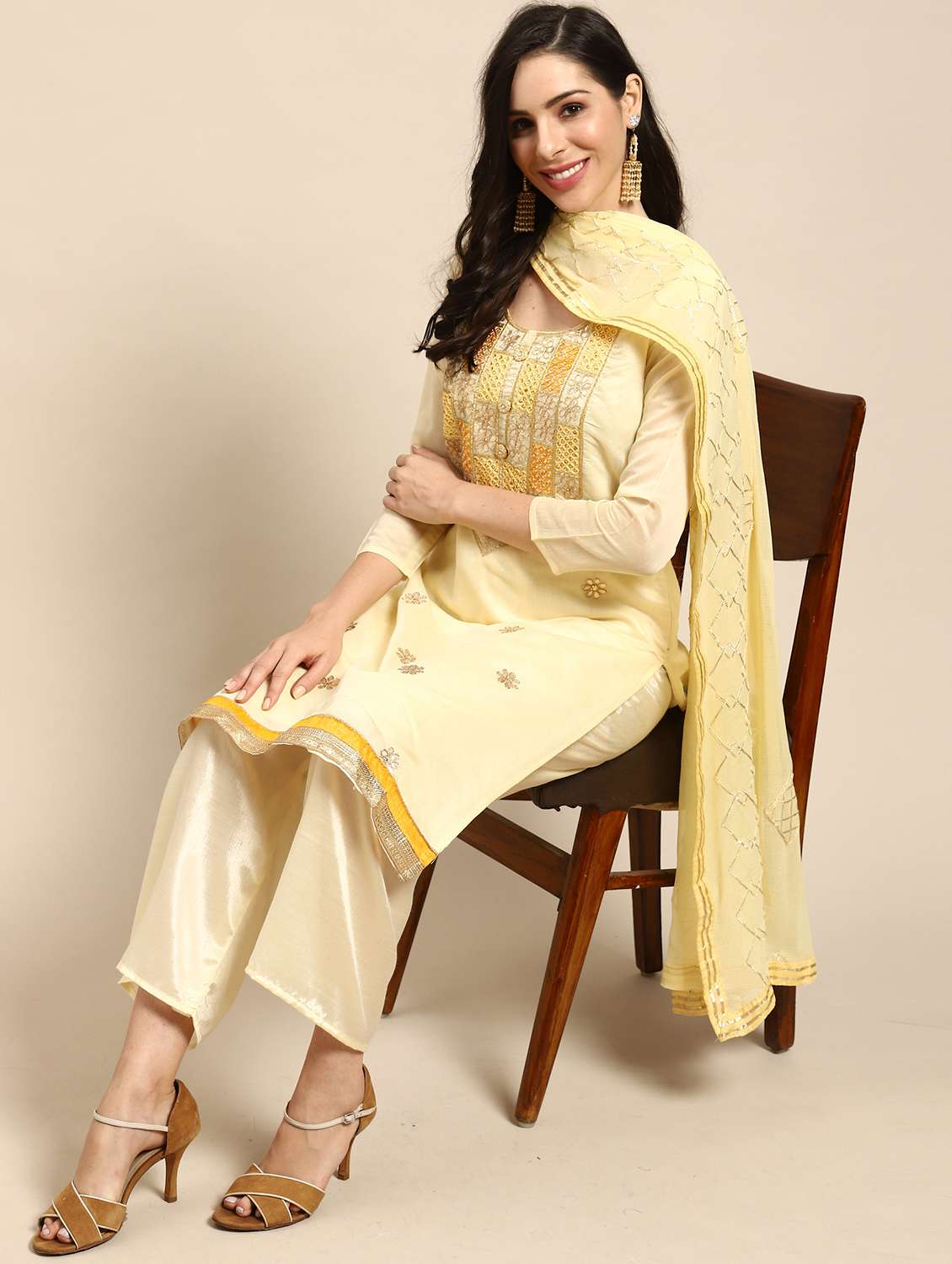 women solid with work unstitched suit - 21557233 -  Standard Image - 1