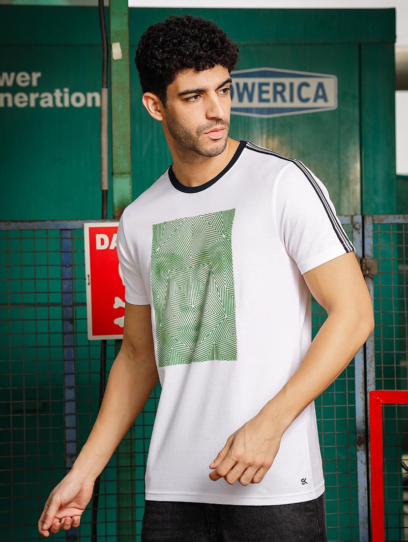 men front print round neck t-shirt - 21557430 - Standard Image - 1