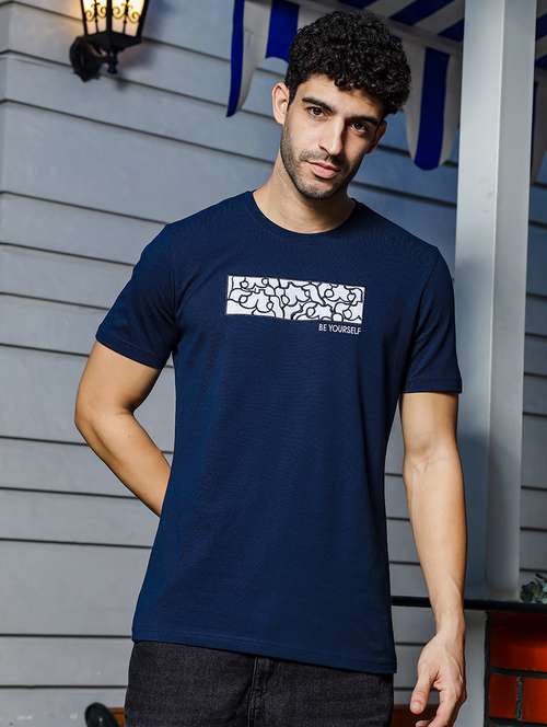 men chest print round neck t-shirt - 21557431 - Standard Image - 0