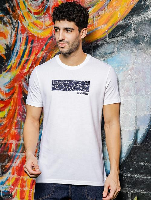 men chest print round neck t-shirt - 21557432 - Standard Image - 0