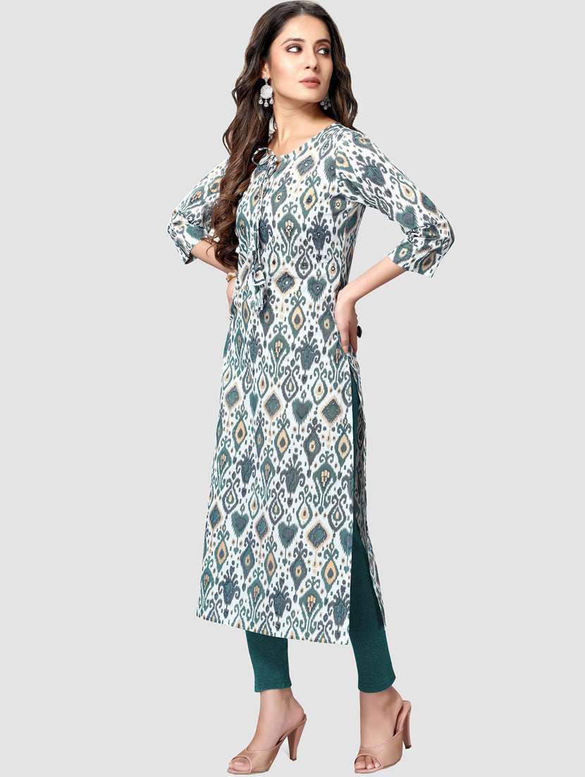 women three quarter sleeve straight kurta - 21557613 -  Standard Image - 1