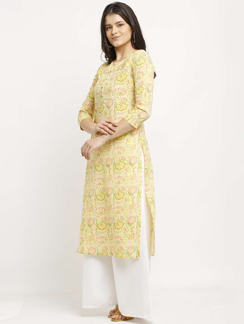 women three quarter sleeve straight kurta - 21557619 - Standard Image - 1