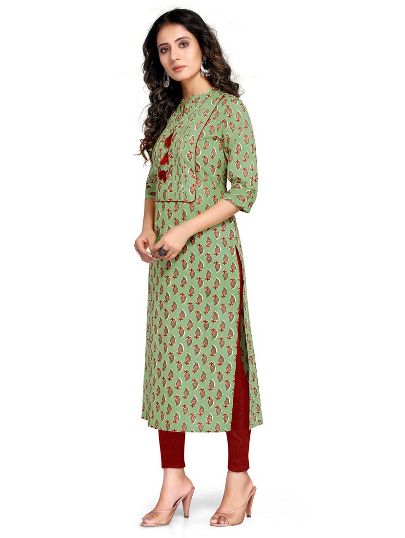 women three quarter sleeve straight kurta - 21557624 - Standard Image - 1