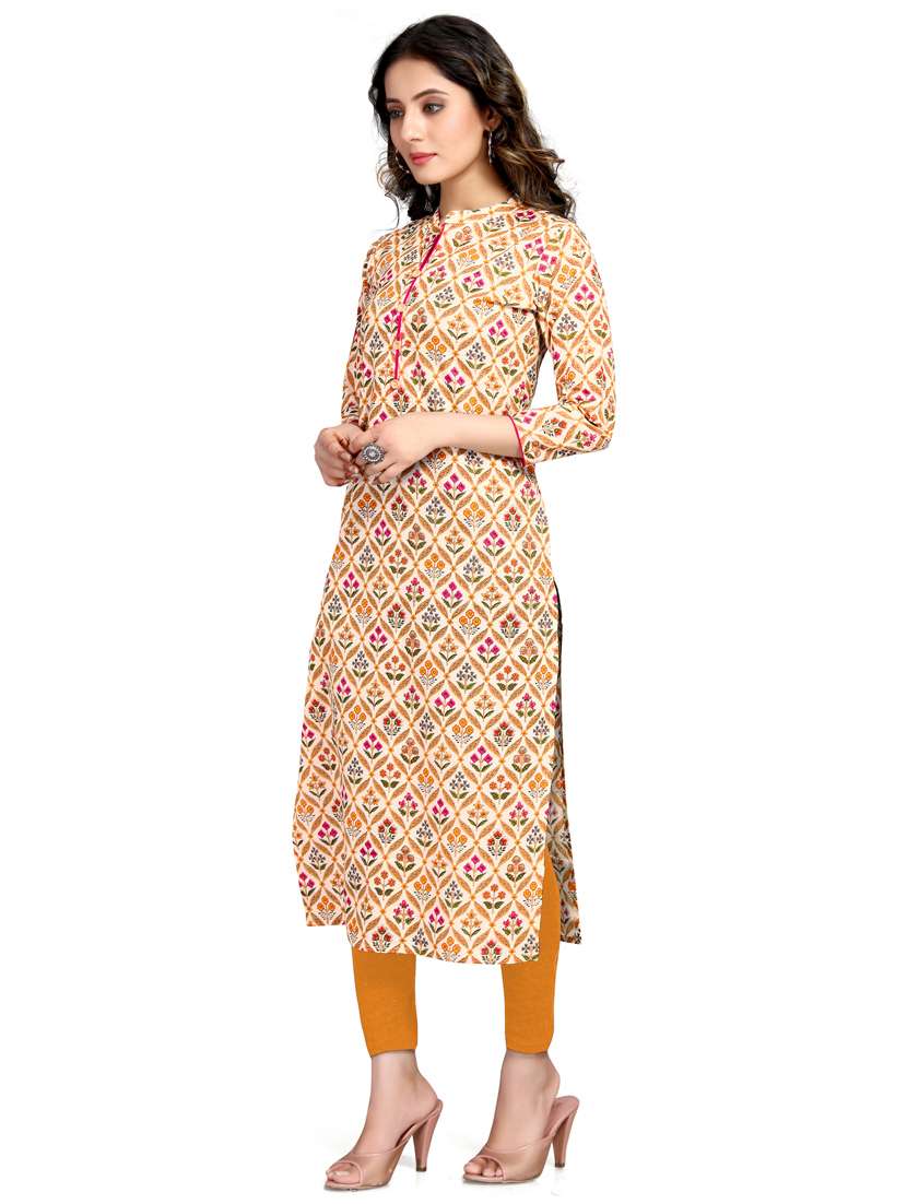 women three quarter sleeve straight kurta - 21557627 -  Standard Image - 1