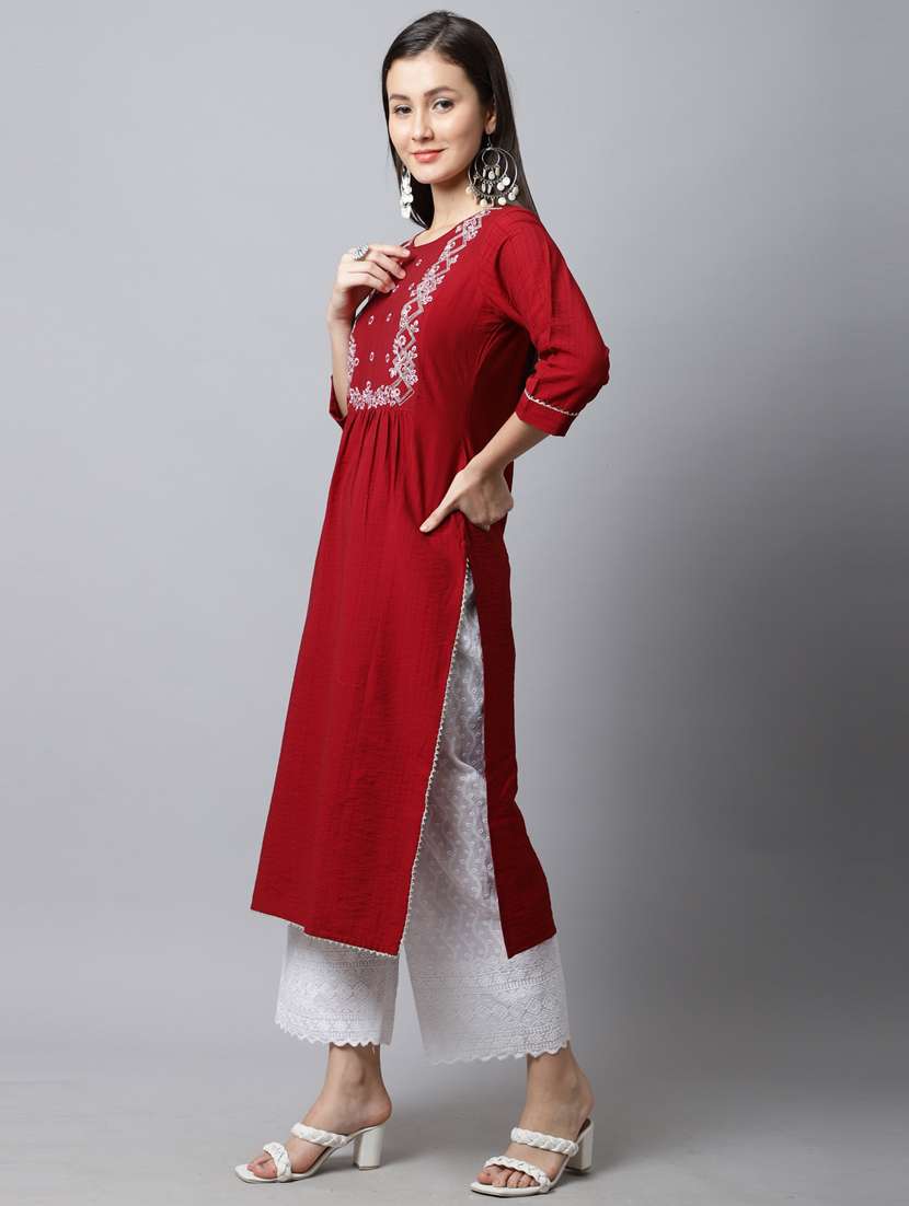 women three quarter sleeve a-line kurta - 21557643 -  Standard Image - 1