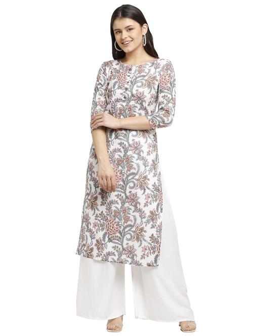 women three quarter sleeve straight kurta - 21557665 - Standard Image - 0