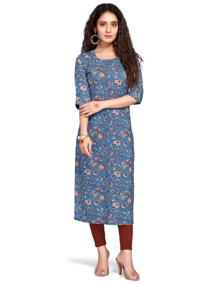 women three quarter sleeve straight kurta - 21557683 -  Zoom Image - 0