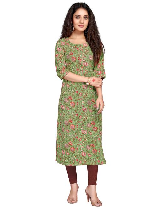 women three quarter sleeve straight kurta - 21557684 -  Standard Image - 0