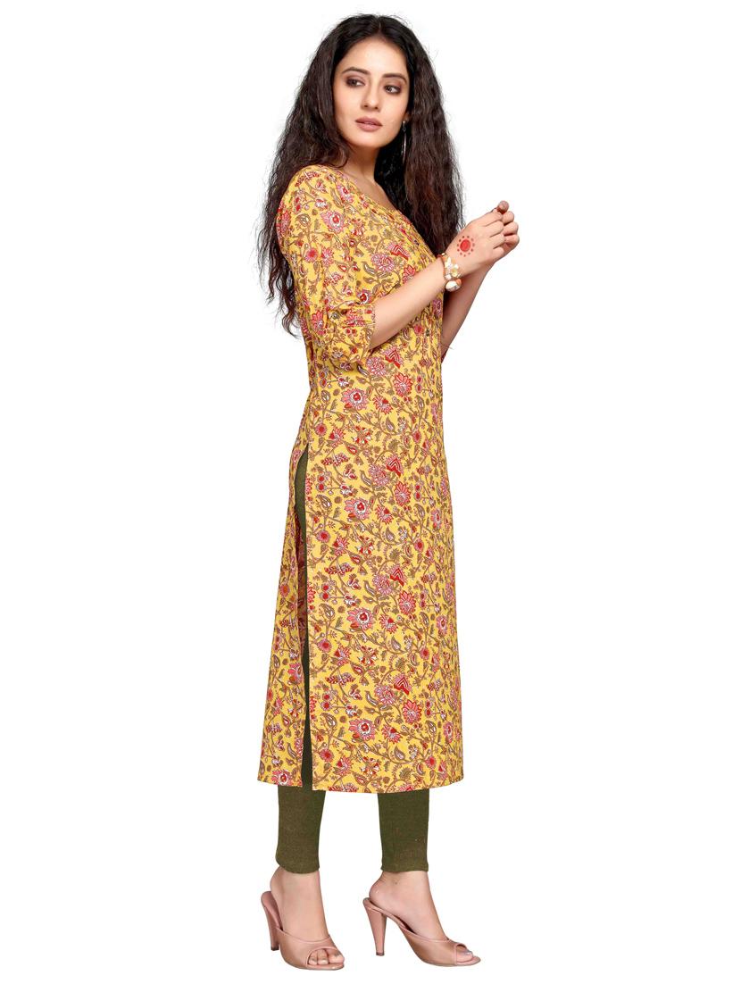 women three quarter sleeve straight kurta - 21557685 -  Standard Image - 1