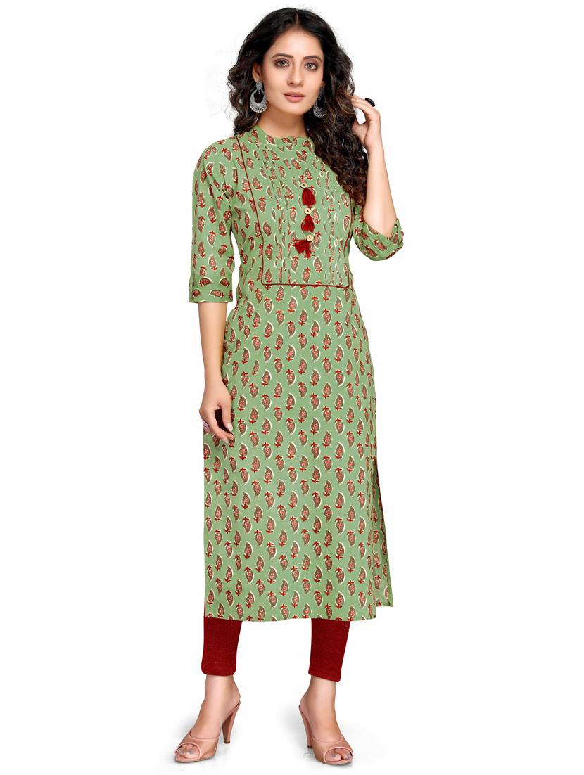 women three quarter sleeve straight kurta - 21557686 - Zoom Image - 0