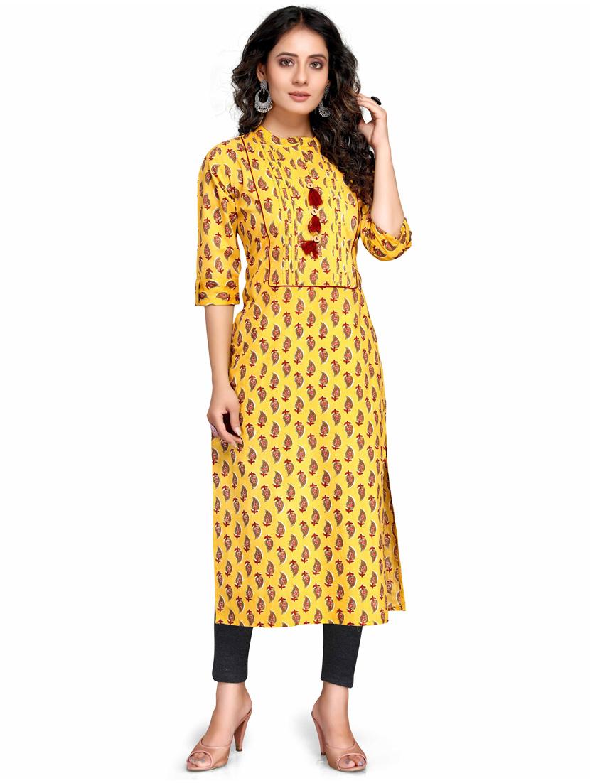 women three quarter sleeve straight kurta - 21557689 -  Zoom Image - 0