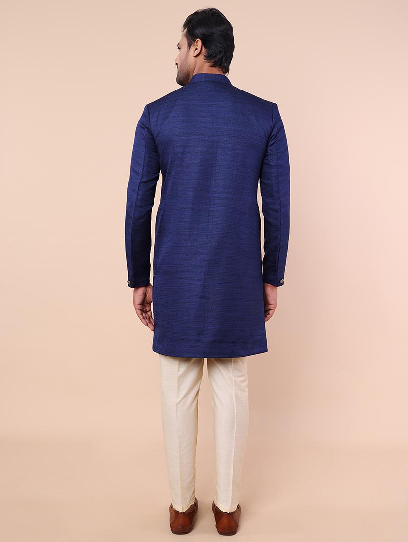 men mandarin neck solid sherwani set - 21558026 - Standard Image - 4