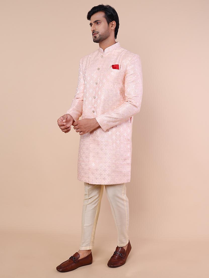 men self design long sleeves sherwani set - 21558041 - Standard Image - 1