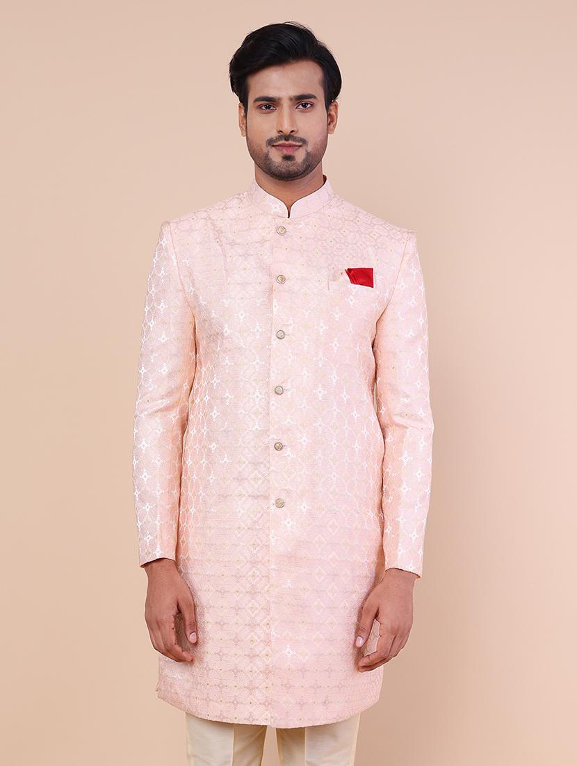 men self design long sleeves sherwani set - 21558041 - Standard Image - 4