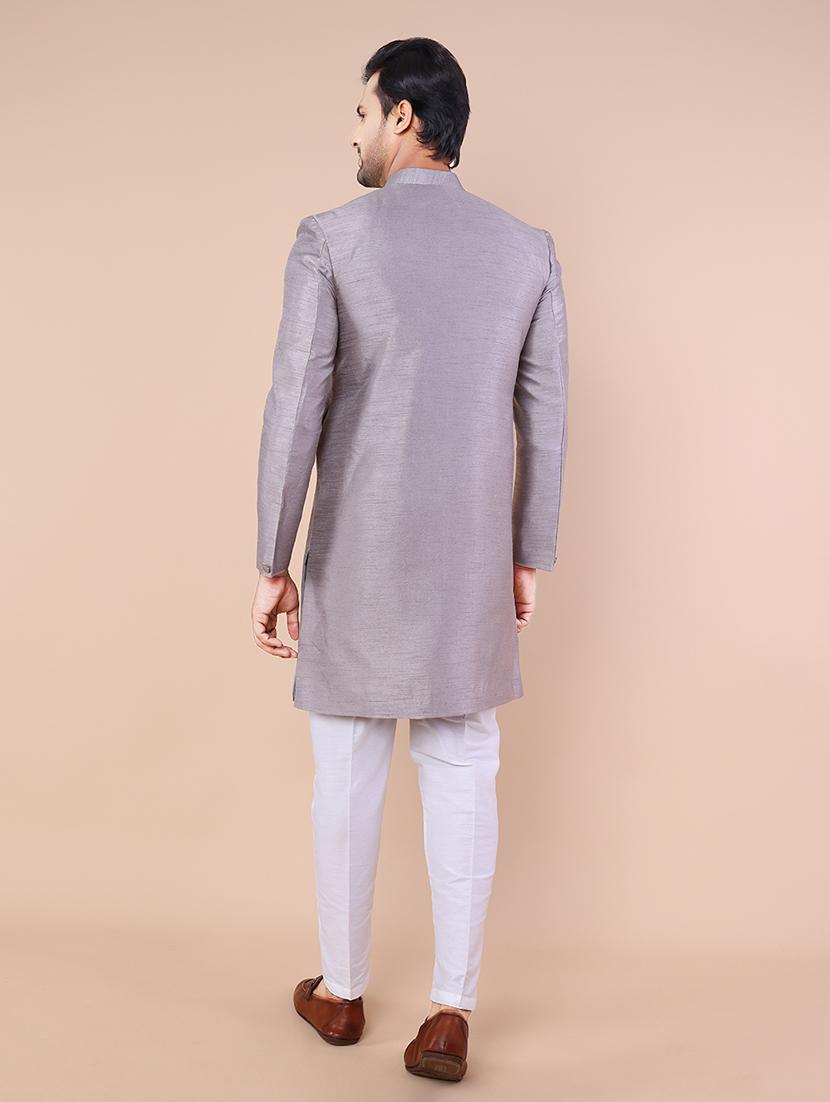 men self design long sleeves sherwani set - 21558050 - Standard Image - 4