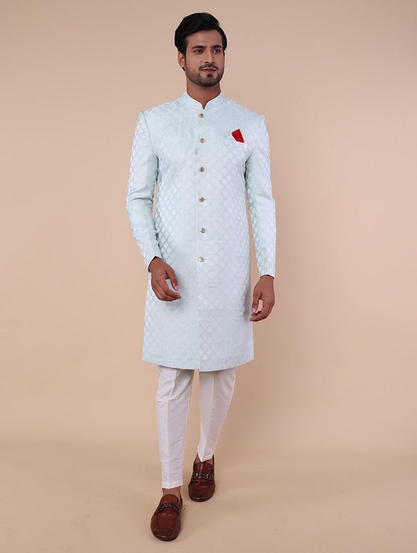 men self design long sleeves sherwani set - 21558052 - Standard Image - 1