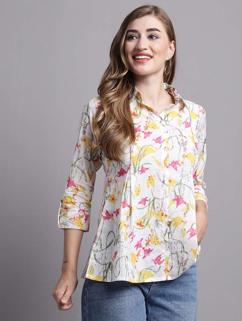 women floral three quarter sleeve regular shirt