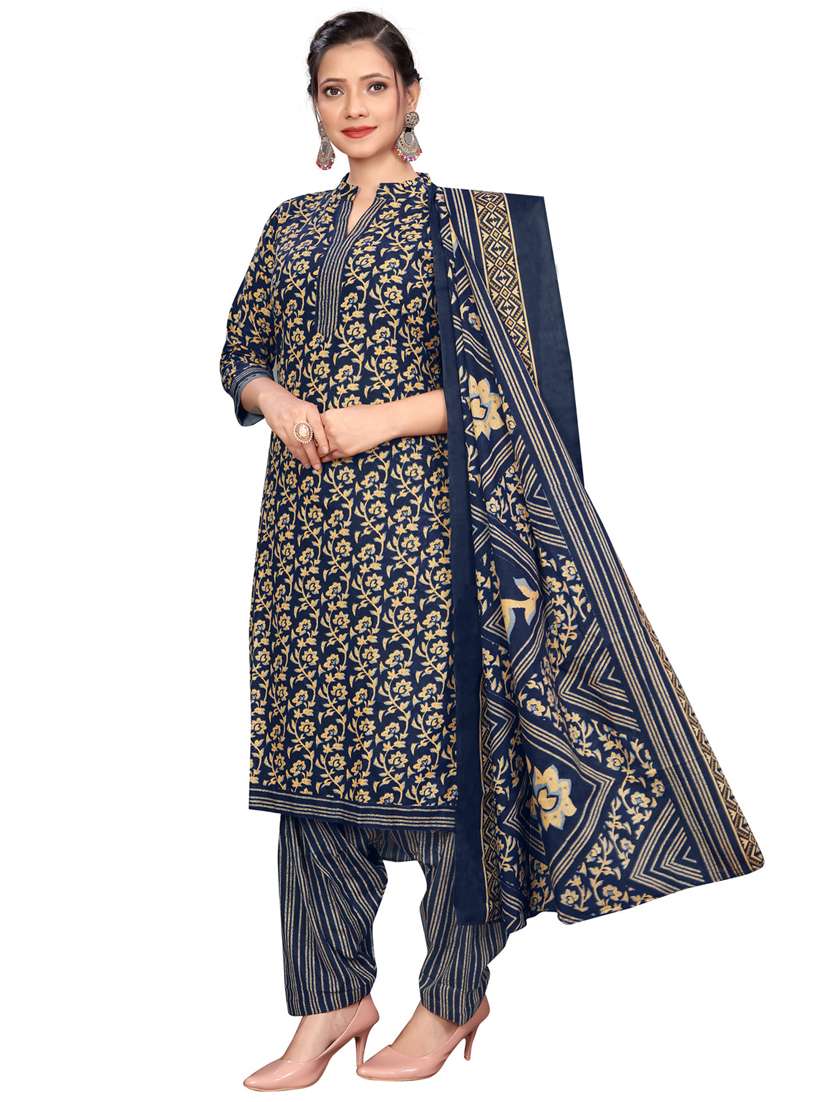 women three quarter sleeve kurta salwar with dupatta set - 21558152 -  Standard Image - 1