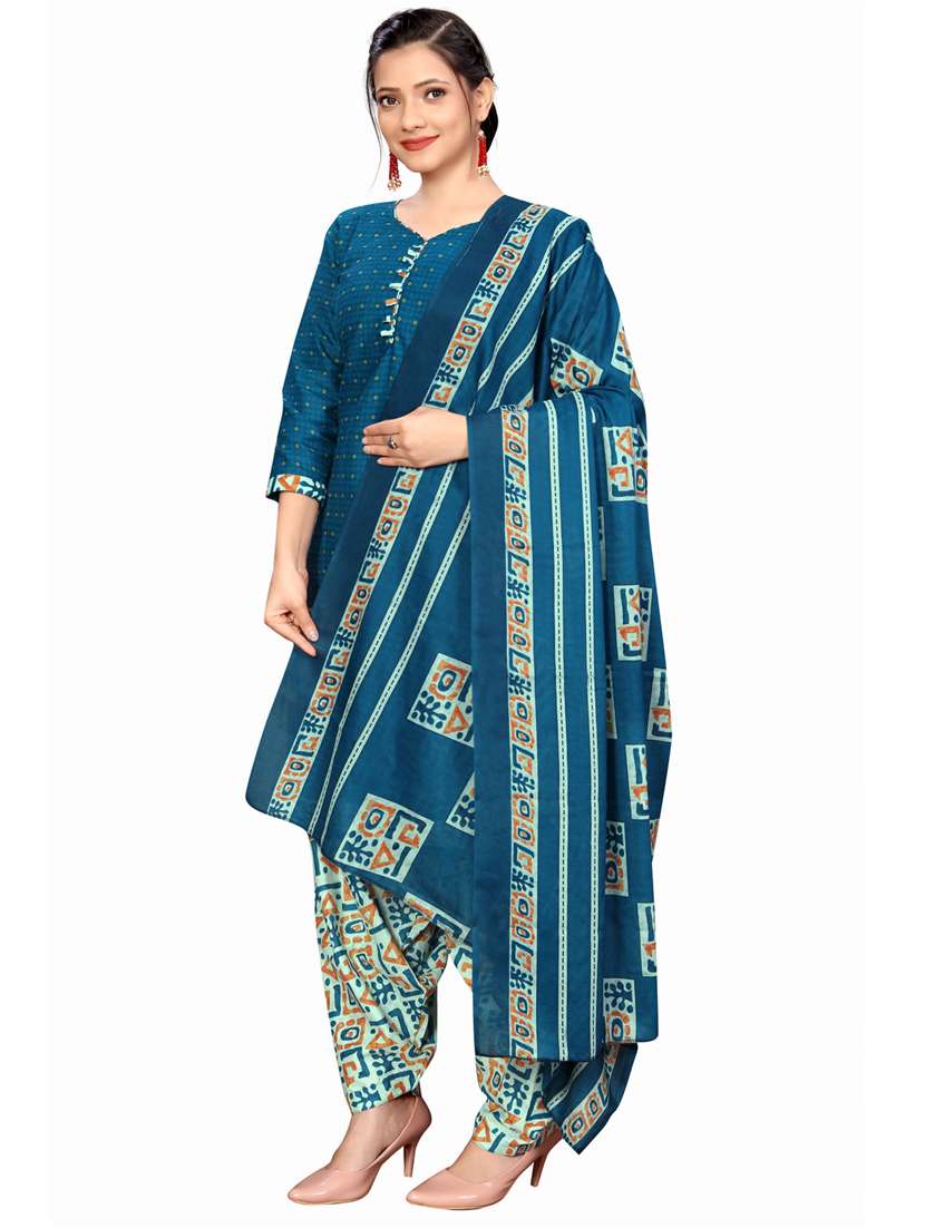 women three quarter sleeve kurta salwar with dupatta set - 21558178 -  Standard Image - 1