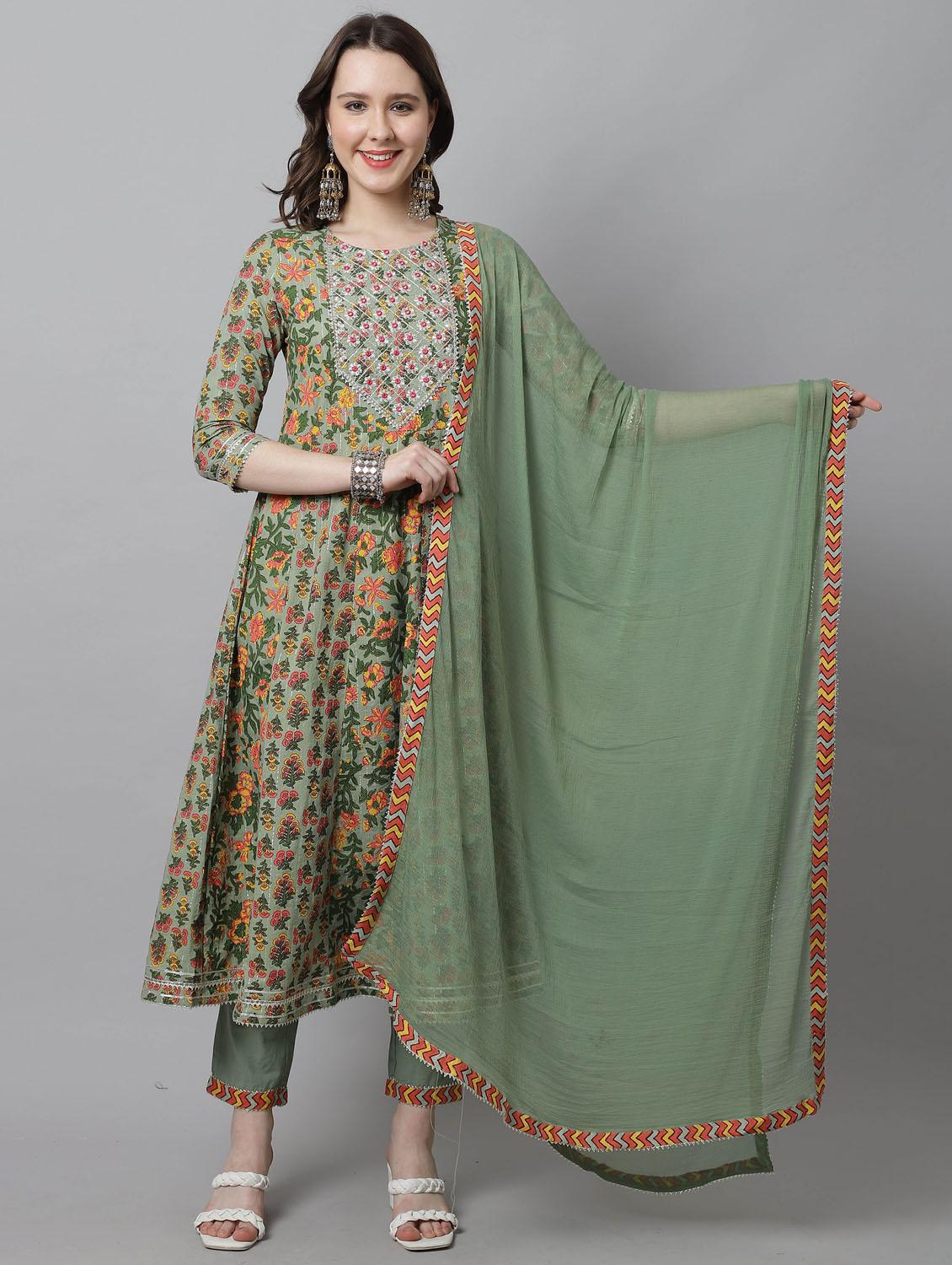 women floral round neck kurta pant set with dupatta - 21558265 - Standard Image - 4