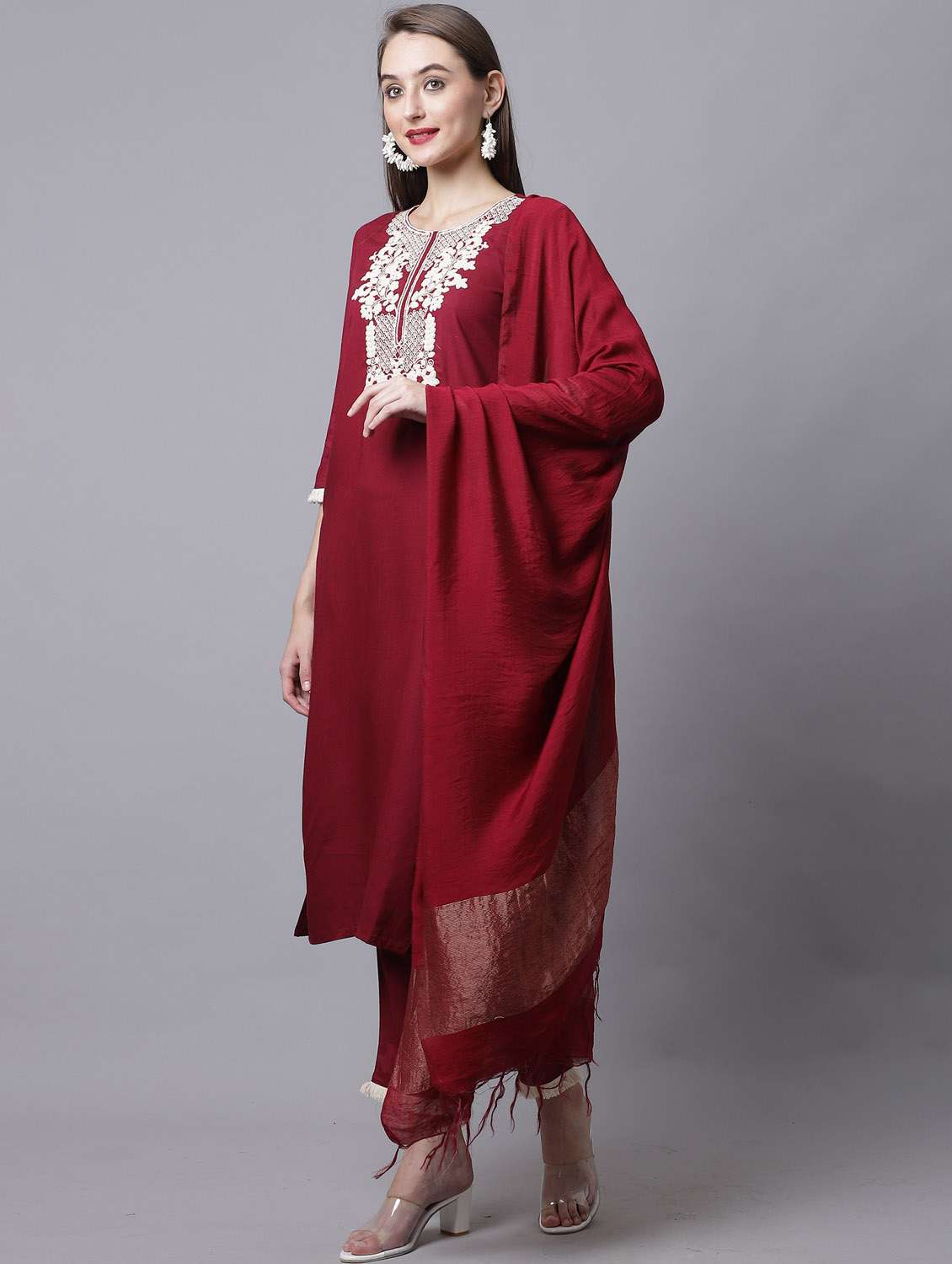 women embroidered kurta pant set with dupatta - 21558267 -  Standard Image - 1