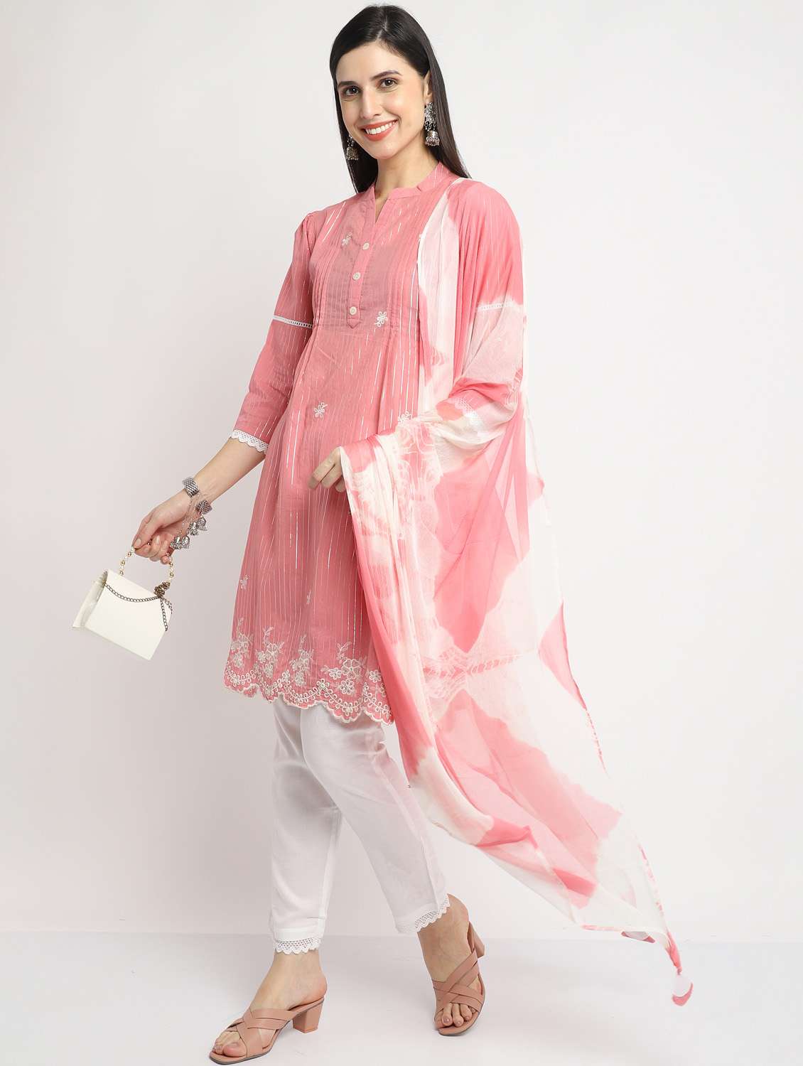 women embroidered kurta pant set with dupatta - 21558297 -  Standard Image - 1