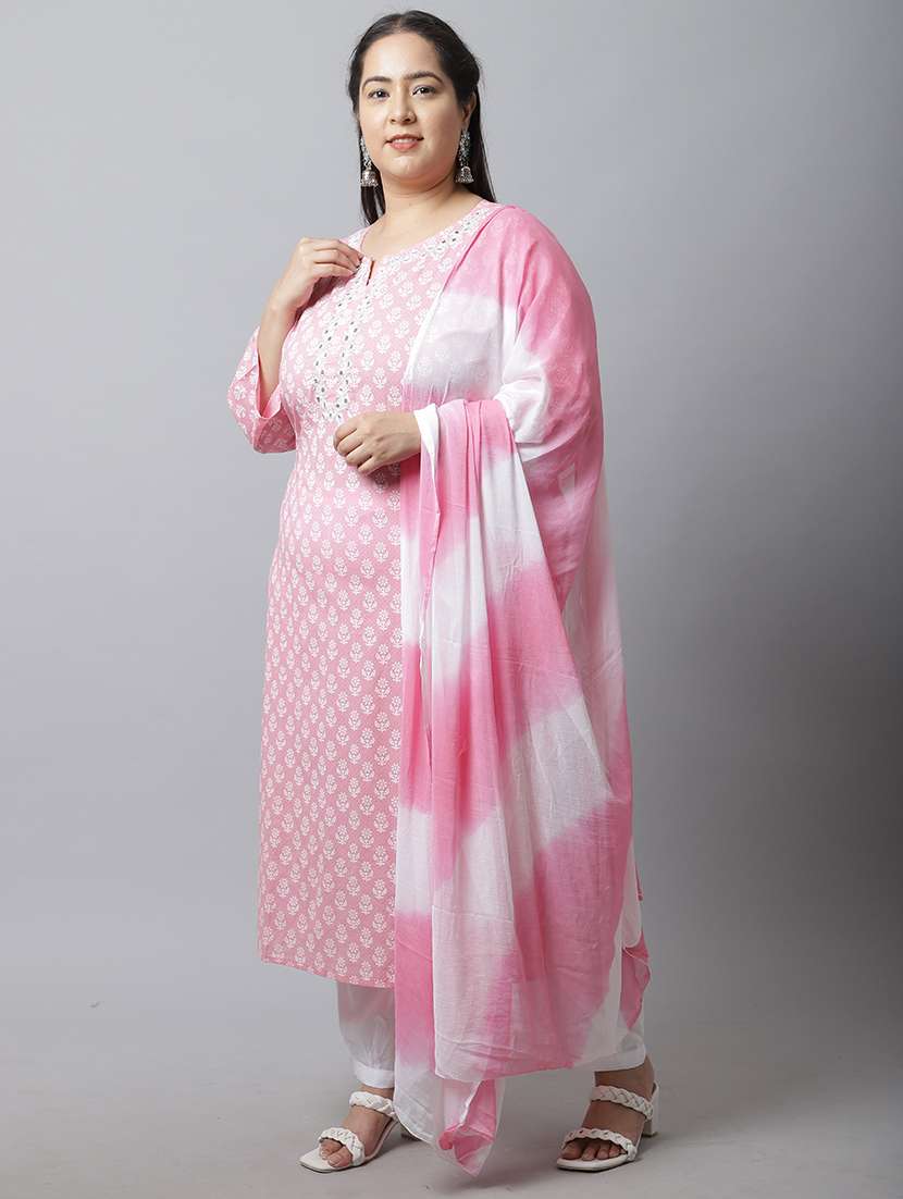 women floral pluz size kurta salwar set with dupatta - 21558337 - Standard Image - 1