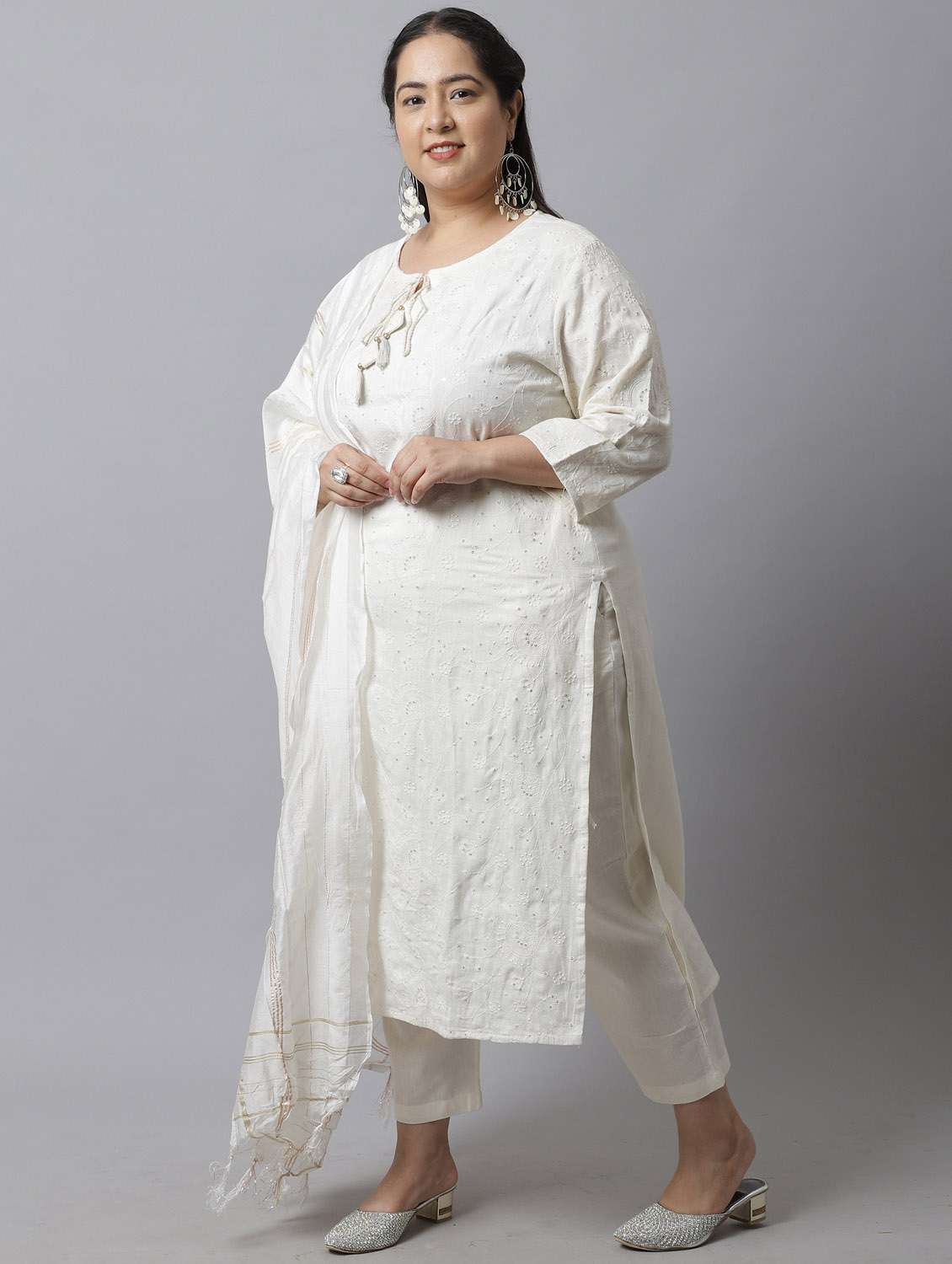 women embroidered kurta palazzo set with dupatta - 21558368 -  Standard Image - 1