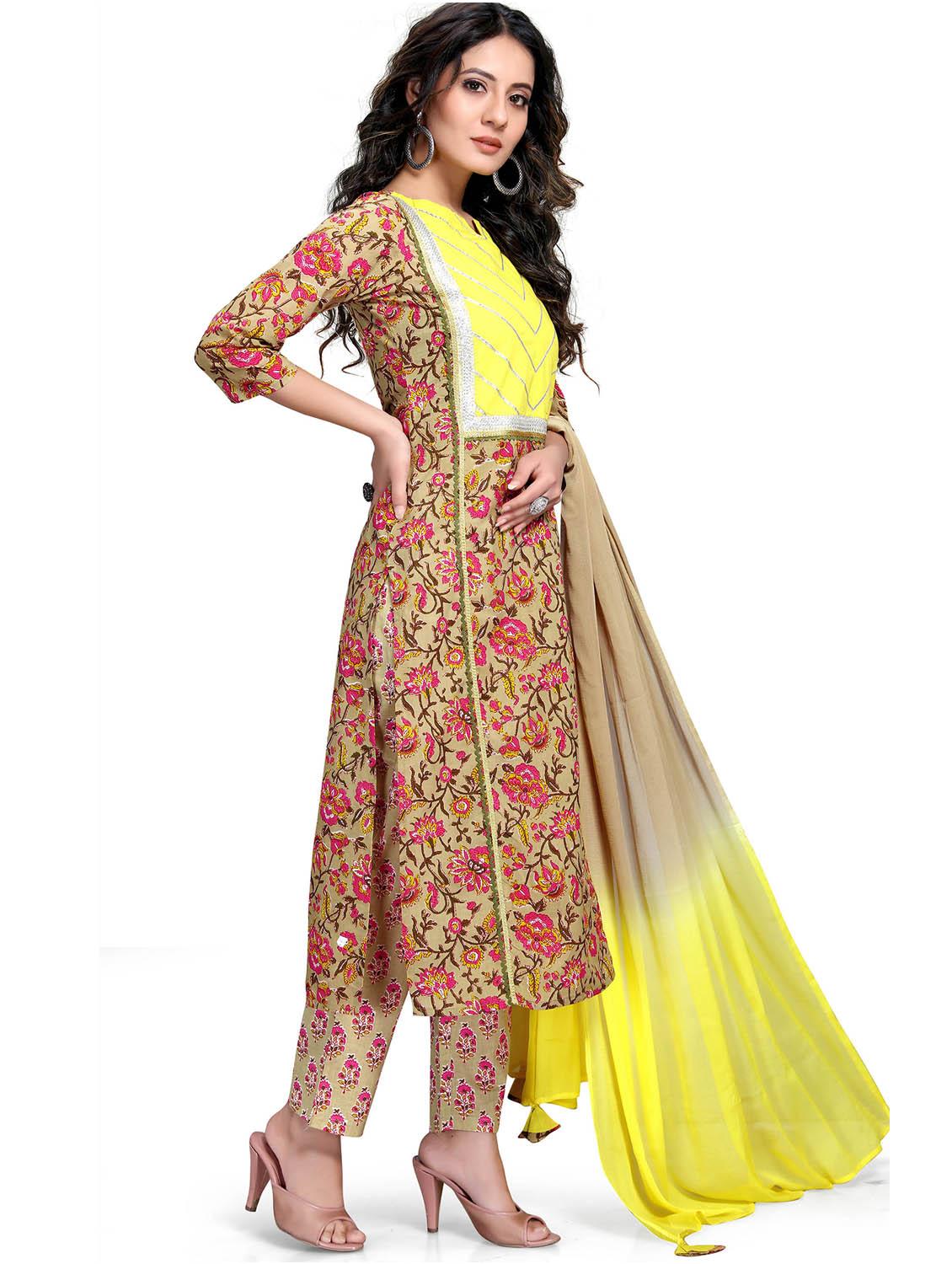 women floral kurta pant set with dupatta - 21558380 -  Standard Image - 1