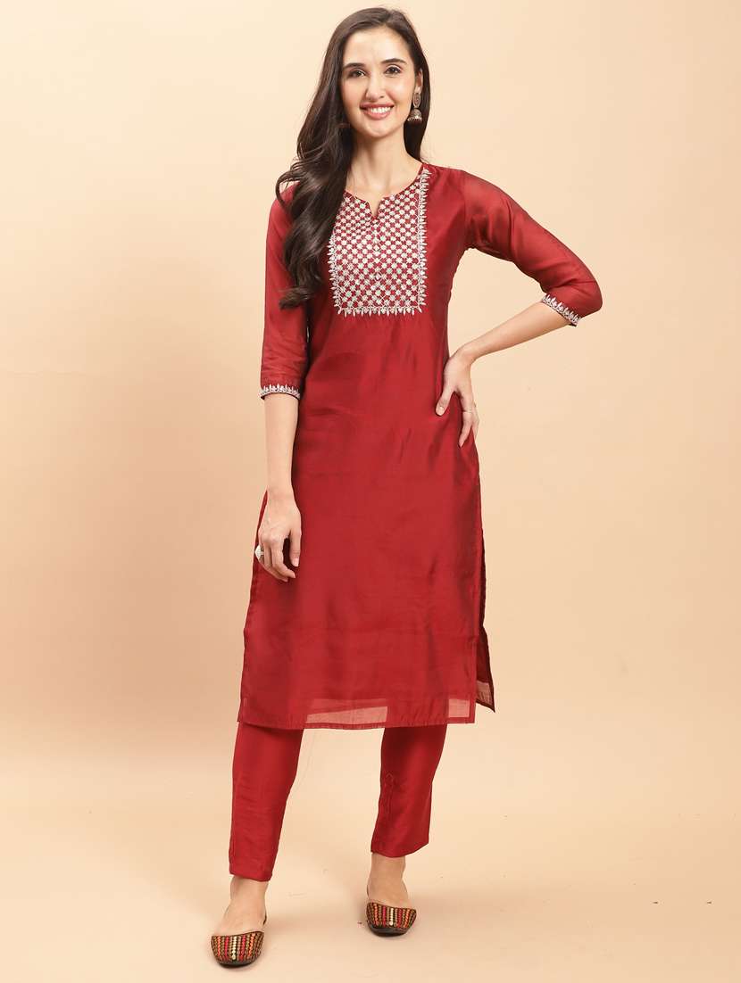 women embroidered kurta pant set with dupatta - 21558463 -  Standard Image - 4