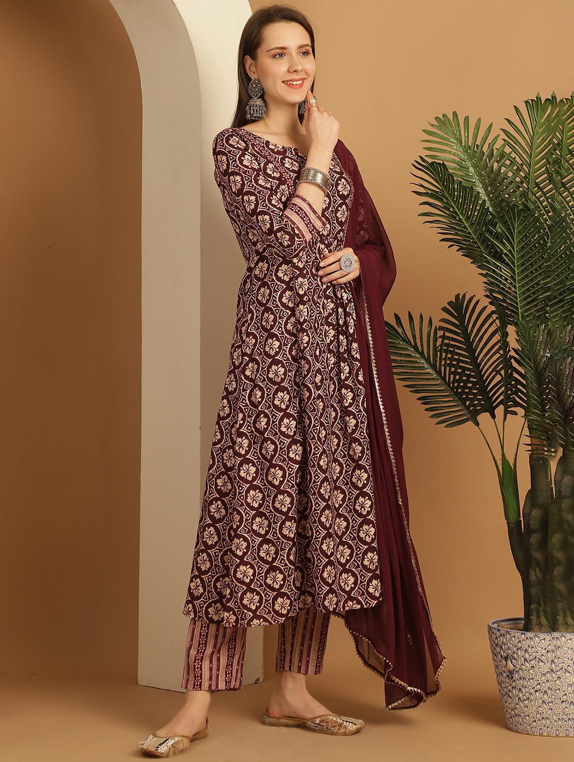 women floral kurta pant set with dupatta - 21558493 - Standard Image - 1