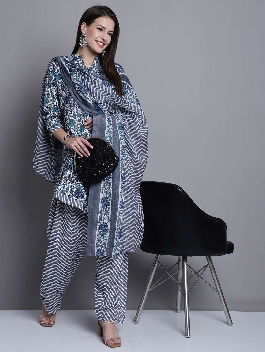 women printed kurta salwar set with dupatta
