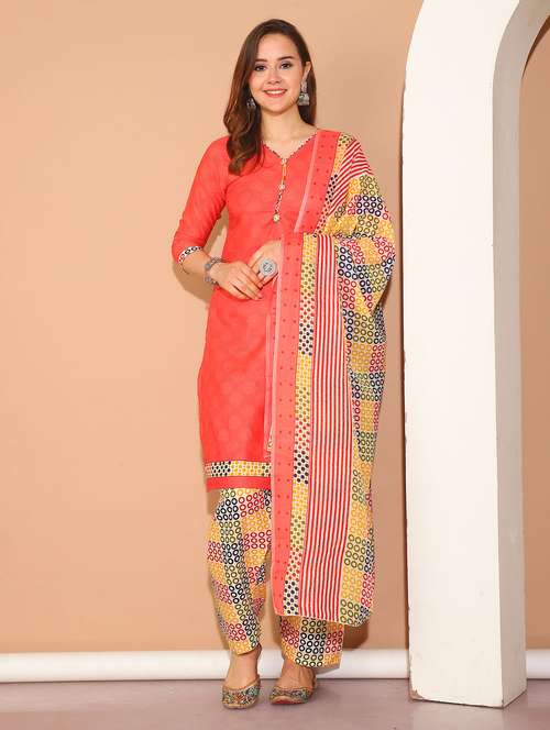 women three quarter sleeve kurta salwar with dupatta set - 21558515 -  Standard Image - 0